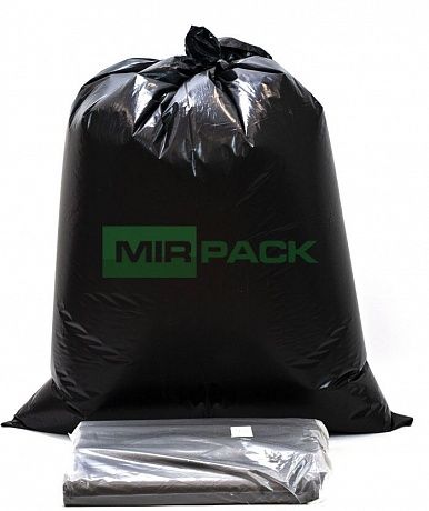 Мешки для мусора 180 литров, 35 мкм, 10 шт, 93х110 см, ПВД, черные - 2х слойные - Вид 2